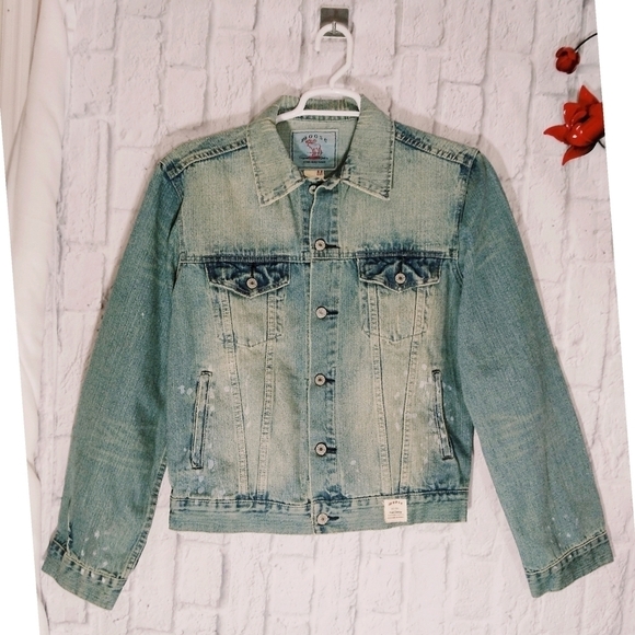Moose‎ Distress Denim Jeans Jacket - Picture 1 of 5